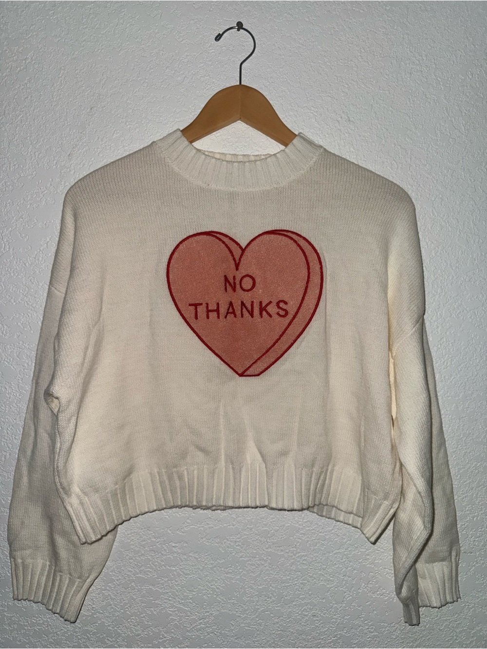 Jessica Simpson Cream Sweater with Red Heart Graphic